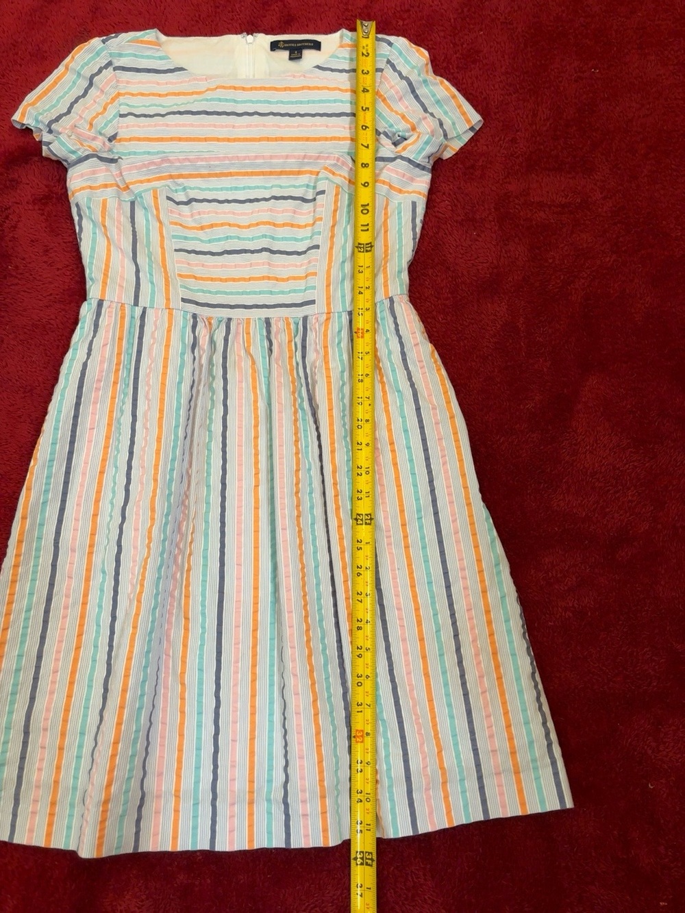 Brooks Brothers Striped Fit & Flare Dress Size 4 Pastel Cotton Blend Knee Length - Picture 7 of 7